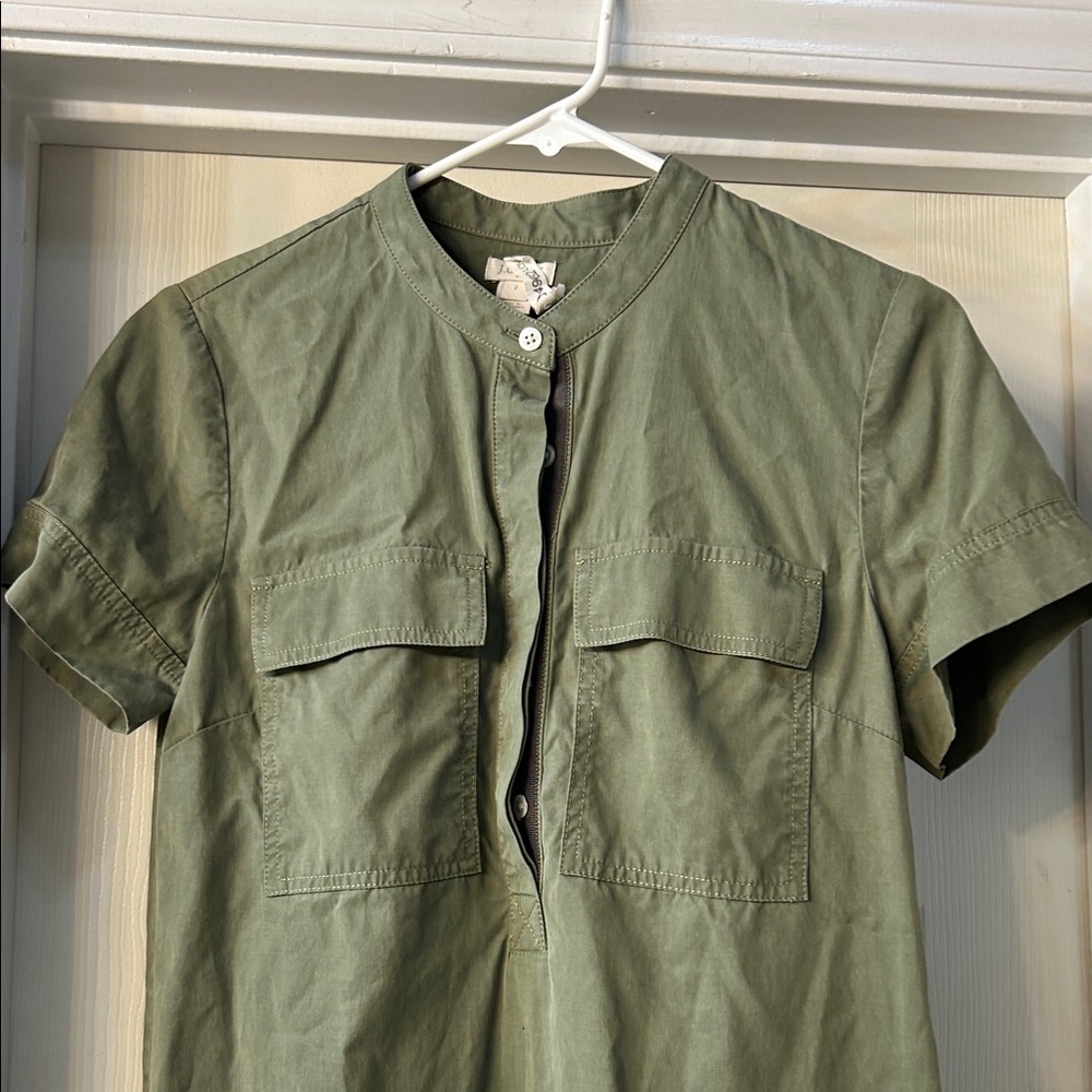 J. Crew Factory Khaki Green Mini Dress Minimalist Style Vacation Wear - Picture 3 of 10